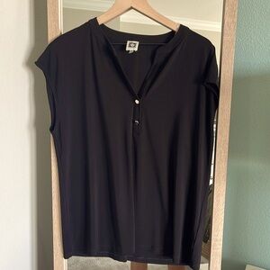 Anne Klein black poly XL blouse never worn EUC